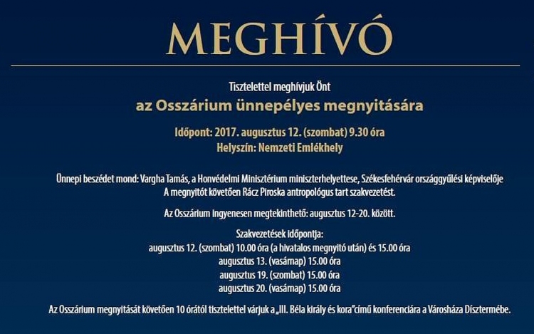 Szombaton lesz az Osszárium ünnepélyes megnyitása